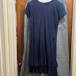 Karin Stevens Two-Tiered Navy Blue Dress with Floral Detail